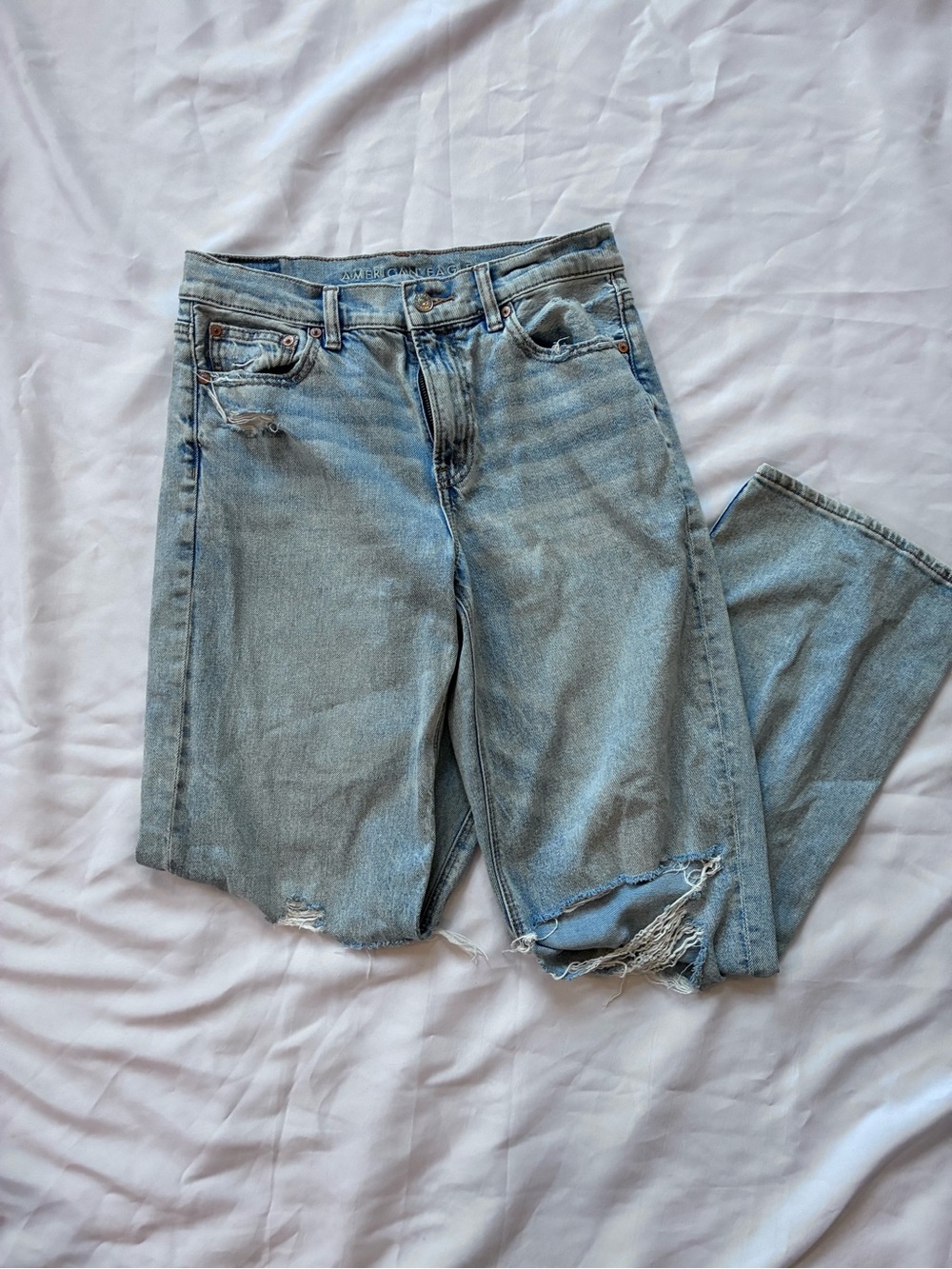 American Eagle Outfitters Light Blue Distressed Stovepipe Jeans